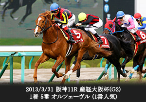 2013/3/31 阪神11R 産経大阪杯(G2) 1着 5番 オルフェーヴル (1番人気)
