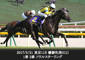 2017/5/21 東京11R 優駿牝馬(G1) 1着 2番 ソウルスターリング
