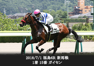 2018/7/1 福島6Ｒ 新馬戦 1着 15番 ガイセン