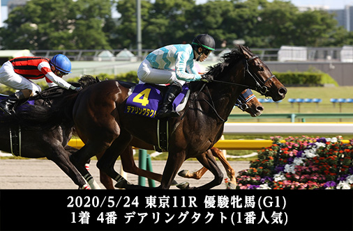2020/5/24 東京11R 優駿牝馬(G1) 1着 4番 デアリングタクト(1番人気)