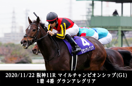2020/11/22 阪神11R マイルチャンピオンシップ(G1) 1着 4番 グランアレグリア
